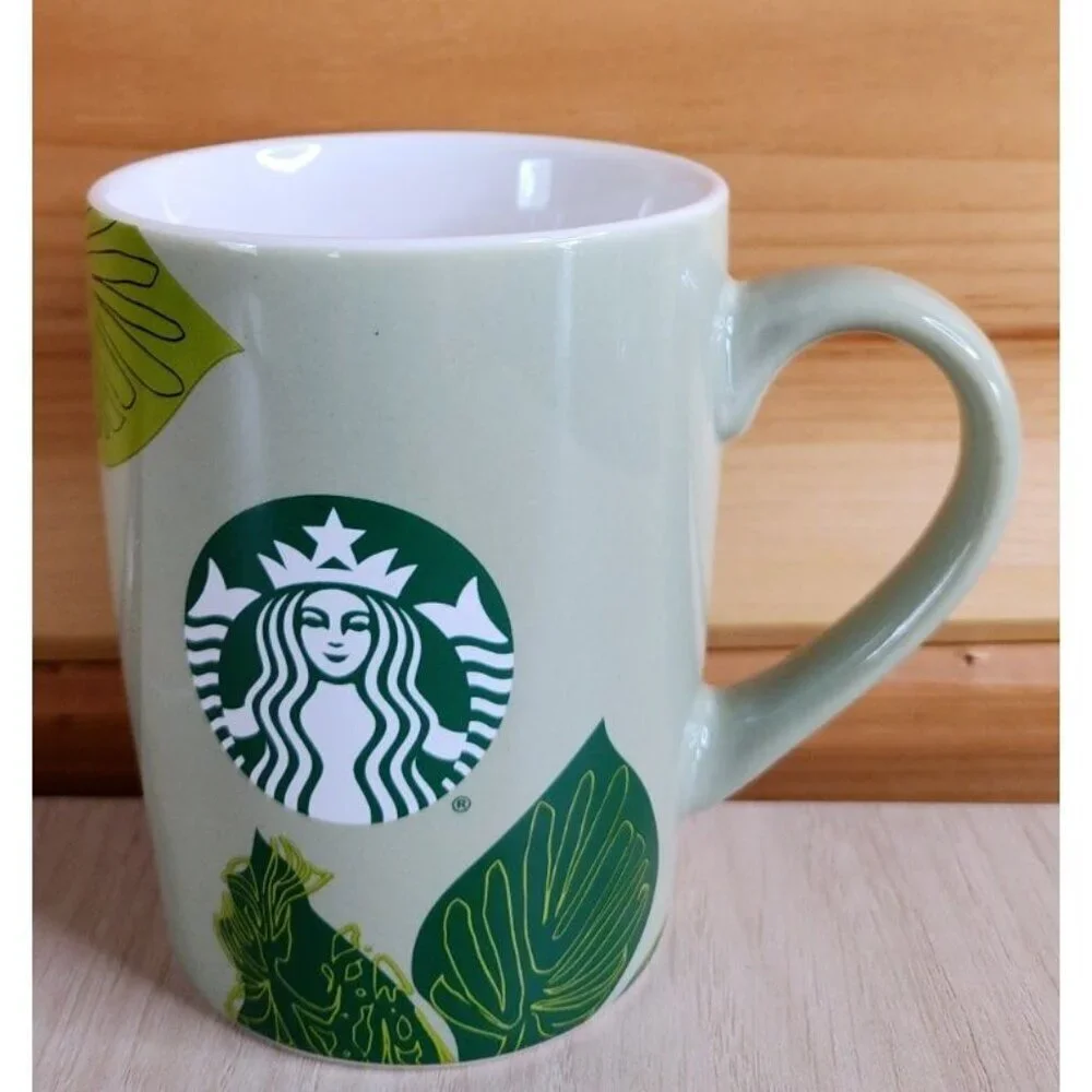 Starbucks Coffee Mug 2021 Green Leaf Mermaid 10 Fl Oz 4in Cup Coffee Bar